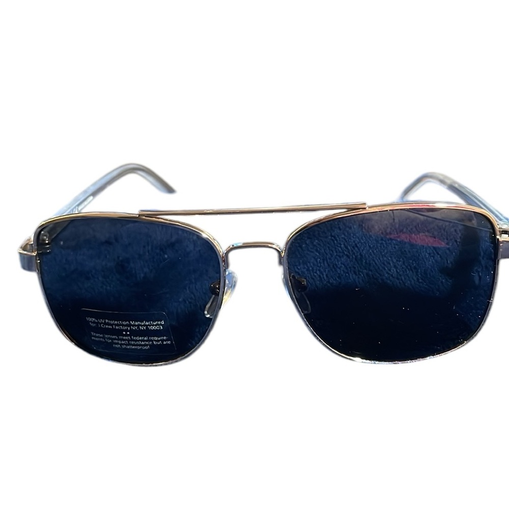 J Crew Factory Sunglasses Square Aviators Bronze Wire Frames Clear Plastic Arms